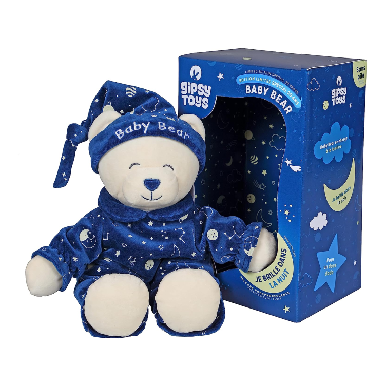  baby bear plush glow in dark night blue 30 cm 